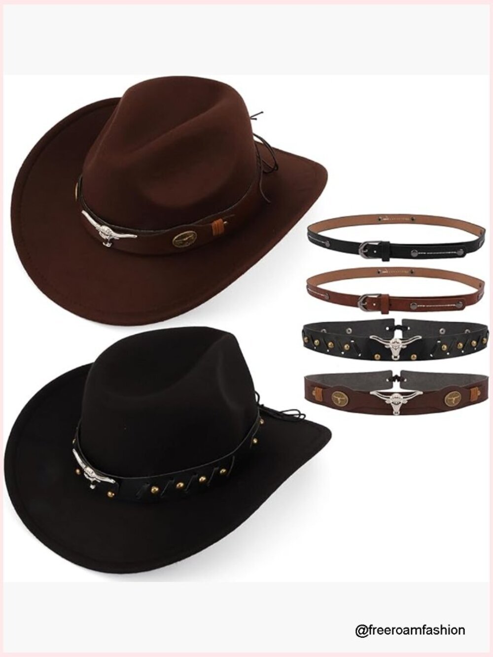2 Pack Cowboy Hats with Adjustable Fit - Classic Western Design